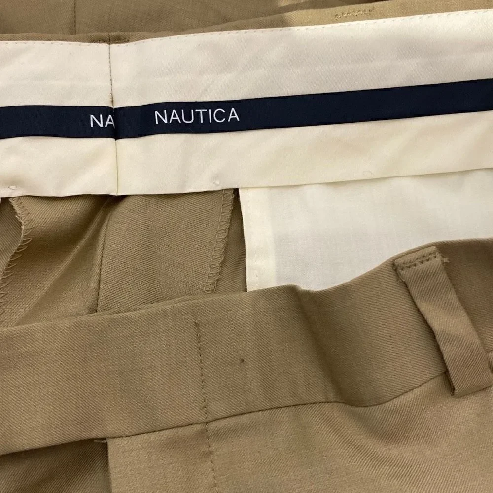 Nautica Women's Khaki Button‎ Zip Wool Chino Pants Size 36
